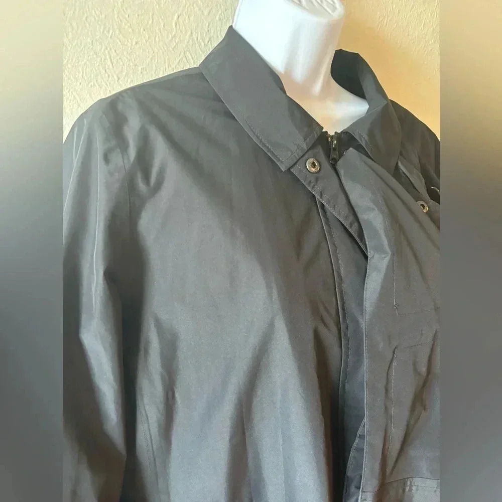 Lands' End Black Trench Coat - Picture 5 of 11